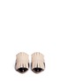 Front View - Click To Enlarge - MARNI - Colourblock kiltie fringe leather flat mules
