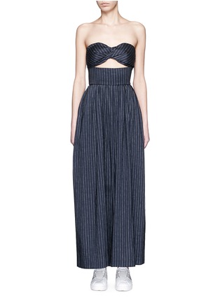 Main View - Click To Enlarge - 72722 - 'Morning After' pinstripe cutout cotton jumpsuit