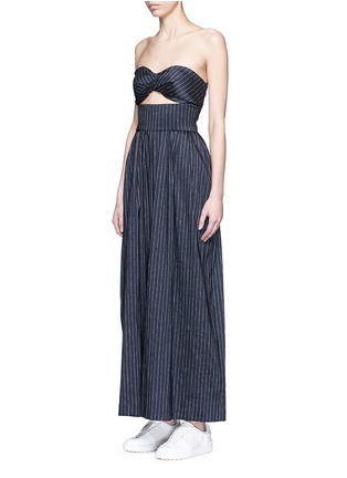 Figure View - Click To Enlarge - 72722 - 'Morning After' pinstripe cutout cotton jumpsuit