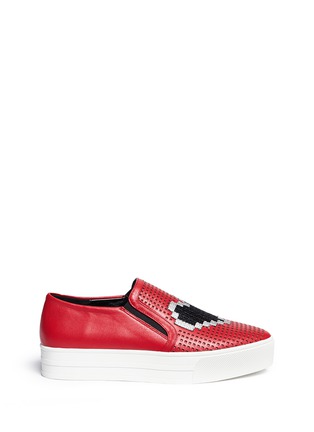 Main View - Click To Enlarge - PEDDER RED - 'Danny' heart appliqué leather skate slip-ons