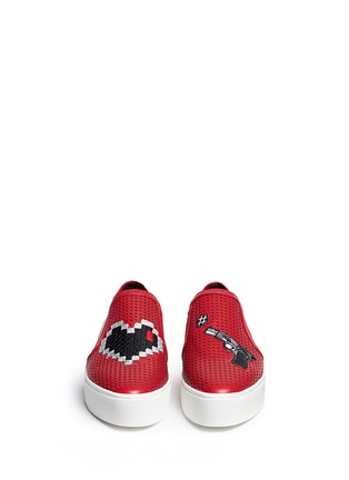 Figure View - Click To Enlarge - PEDDER RED - 'Danny' heart appliqué leather skate slip-ons
