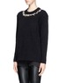 Front View - Click To Enlarge - GIVENCHY - Floral embroidery wool-cashmere bouclé sweater