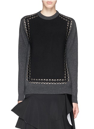 Main View - Click To Enlarge - GIVENCHY - Lace up front wool-cashmere sweater