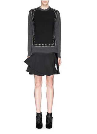 Figure View - Click To Enlarge - GIVENCHY - Lace up front wool-cashmere sweater