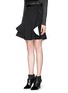 Front View - Click To Enlarge - GIVENCHY - Ruffle hem bicolour neoprene skirt