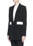 Front View - Click To Enlarge - GIVENCHY - Contrast stripe wool jacket