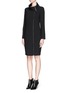 Front View - Click To Enlarge - ARMANI COLLEZIONI - Shawl collar zip cady dress