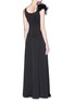 Back View - Click To Enlarge - ARMANI COLLEZIONI - Gauze ruffle shoulder sleeveless satin gown