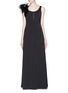 Main View - Click To Enlarge - ARMANI COLLEZIONI - Gauze ruffle shoulder sleeveless satin gown