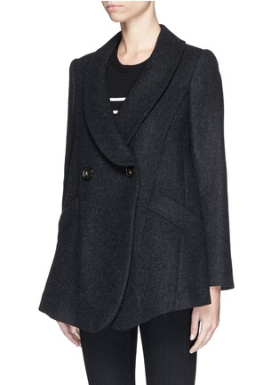 Front View - Click To Enlarge - ARMANI COLLEZIONI - Double breasted wool-cashmere felt coat
