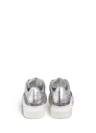 Back View - Click To Enlarge - ALEXANDER MCQUEEN - Chunky outsole coarse glitter metallic leather sneakers