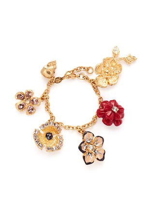 Main View - Click To Enlarge - ALEXANDER MCQUEEN - Crystal flower charm chain bracelet