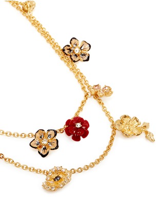 Detail View - Click To Enlarge - ALEXANDER MCQUEEN - Double strand crystal flower charm necklace