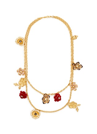 Main View - Click To Enlarge - ALEXANDER MCQUEEN - Double strand crystal flower charm necklace