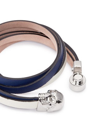 Detail View - Click To Enlarge - ALEXANDER MCQUEEN - Skull double wrap leather bracelet