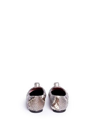 Back View - Click To Enlarge - ALEXANDER MCQUEEN - Crystal skull python leather ballerina flats