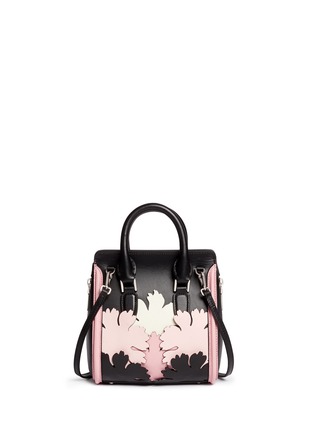 Back View - Click To Enlarge - ALEXANDER MCQUEEN - 'Heroine' mini floral appliqué leather satchel