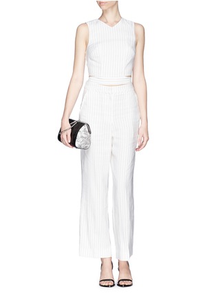 Figure View - Click To Enlarge - WHISTLES - Pinstripe wide leg pants