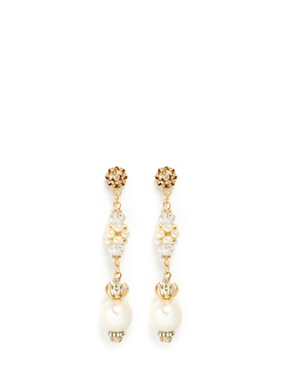 Main View - Click To Enlarge - MIRIAM HASKELL - Baroque pearl crystal long drop earrings