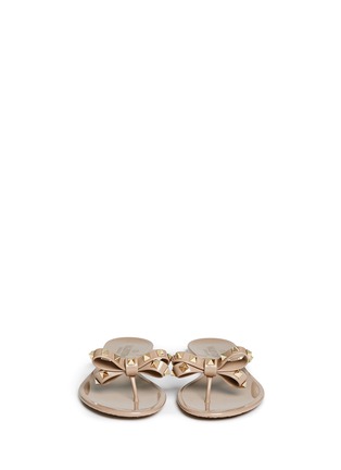 Figure View - Click To Enlarge - VALENTINO GARAVANI - 'Rockstud' bow flat jelly sandals