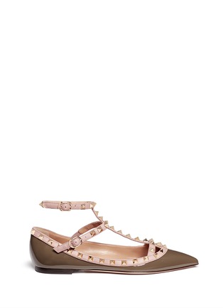 Main View - Click To Enlarge - VALENTINO GARAVANI - 'Rockstud' caged patent leather flats