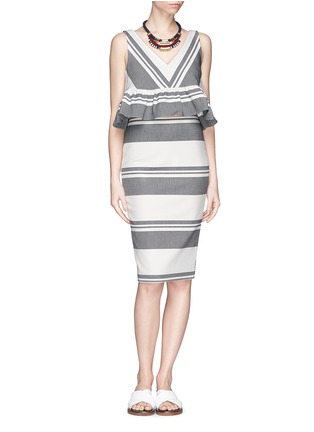 Figure View - Click To Enlarge - ELIZABETH AND JAMES - 'Aisling' variegated stripe pencil skirt