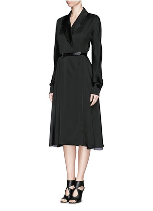 Figure View - Click To Enlarge - JASON WU - Leather belt silk satin wrap dress