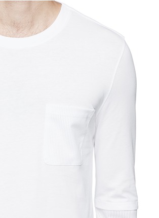 Detail View - Click To Enlarge - HELMUT LANG - Mesh sleeve cotton jersey T-shirt