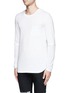 Front View - Click To Enlarge - HELMUT LANG - Mesh sleeve cotton jersey T-shirt