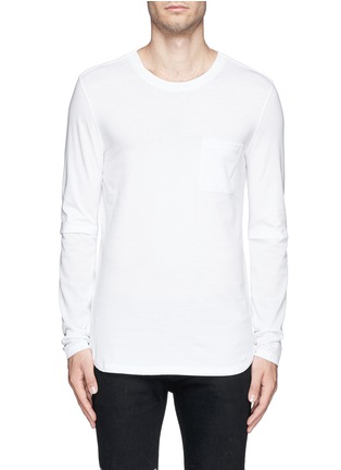 Main View - Click To Enlarge - HELMUT LANG - Mesh sleeve cotton jersey T-shirt