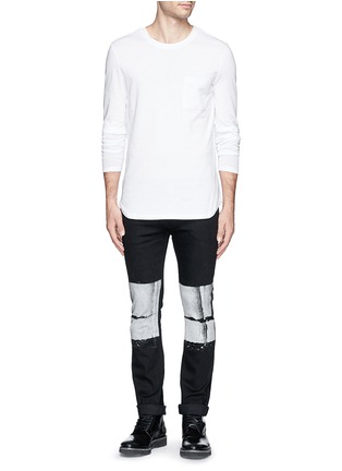 Figure View - Click To Enlarge - HELMUT LANG - Mesh sleeve cotton jersey T-shirt