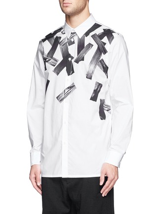 Front View - Click To Enlarge - HELMUT LANG - 'Cascading' duct tape print poplin shirt