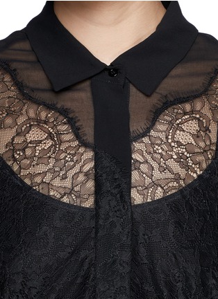 Detail View - Click To Enlarge - SANDRO - Cabriole lace insert chiffon blouse