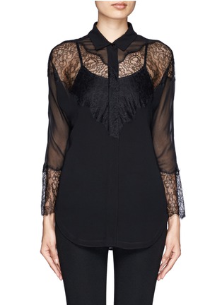 Main View - Click To Enlarge - SANDRO - Cabriole lace insert chiffon blouse