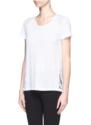 Front View - Click To Enlarge - SANDRO - Tanger mesh lace panel T-shirt
