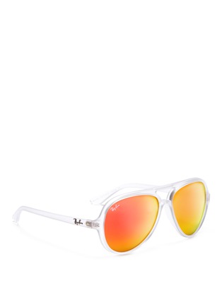 Figure View - Click To Enlarge - RAY-BAN - Matte acetate aviator mirror sunglasses