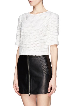 Front View - Click To Enlarge - THEORY - 'Zip' eyelet lace shell top