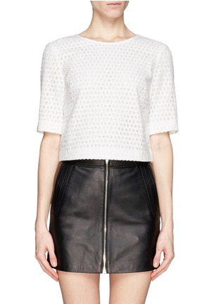 Main View - Click To Enlarge - THEORY - 'Zip' eyelet lace shell top