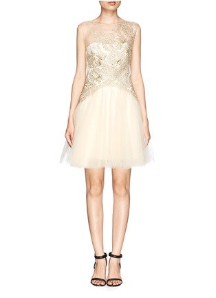 Main View - Click To Enlarge -  - Metallic embroidery tulle dress