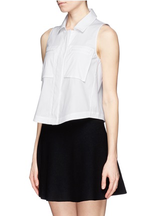 Front View - Click To Enlarge - THEORY - Gemia poplin zip-up sleeveless shirt