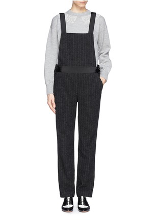 Main View - Click To Enlarge - SACAI LUCK - Stripe wool felt dungarees