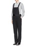 Figure View - Click To Enlarge - SACAI LUCK - Stripe wool felt dungarees