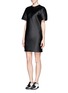 Front View - Click To Enlarge - ALEXANDER WANG - Back fringe twill dress