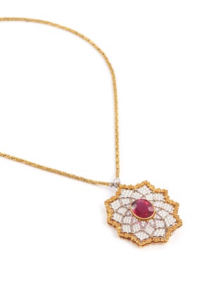 Detail View - Click To Enlarge - BUCCELLATI - Diamond tourmaline 18k gold convertible brooch necklace