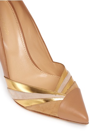 Detail View - Click To Enlarge - SERGIO ROSSI - Suede metallic pleat leather pumps