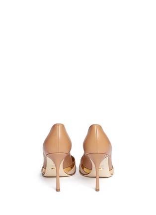 Back View - Click To Enlarge - SERGIO ROSSI - Suede metallic pleat leather pumps