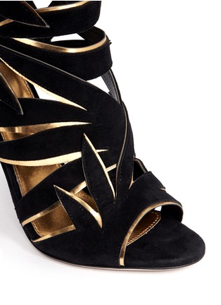 Detail View - Click To Enlarge - SERGIO ROSSI - Ramage leaf cutout caged sandals
