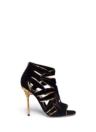 Main View - Click To Enlarge - SERGIO ROSSI - Ramage leaf cutout caged sandals