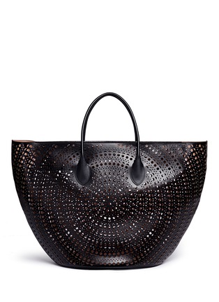 Main View - Click To Enlarge - ALAÏA - 'New Vienne' large lasercut leather beach tote