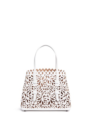 Detail View - Click To Enlarge - ALAÏA - 'Marguerite' floral lasercut metallic layered leather tote